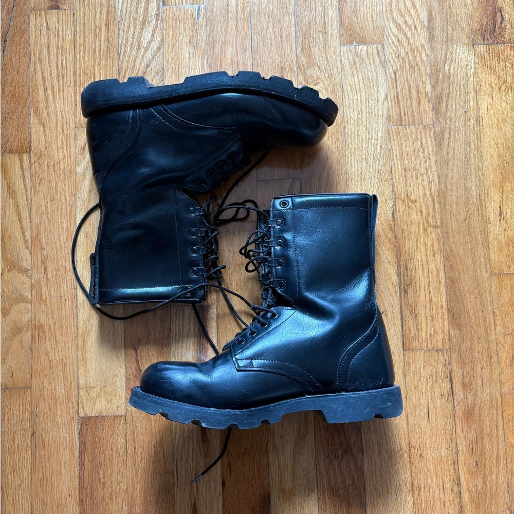 Black Leather Combat Boots